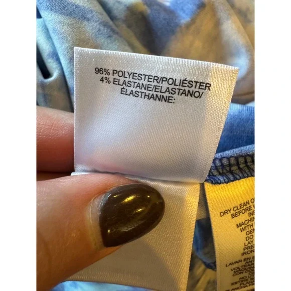 Pappagallo Dress Women Medium Blue Floral Bell Sleeve Mini Boho Flowy‎ Beach - Picture 5 of 11